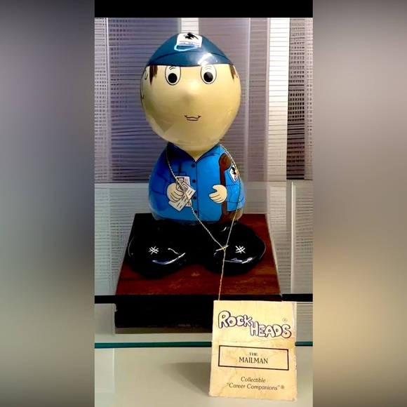 rockheads Other - Mailman Paperweight Collectable Career Companions Rock Heads 1988